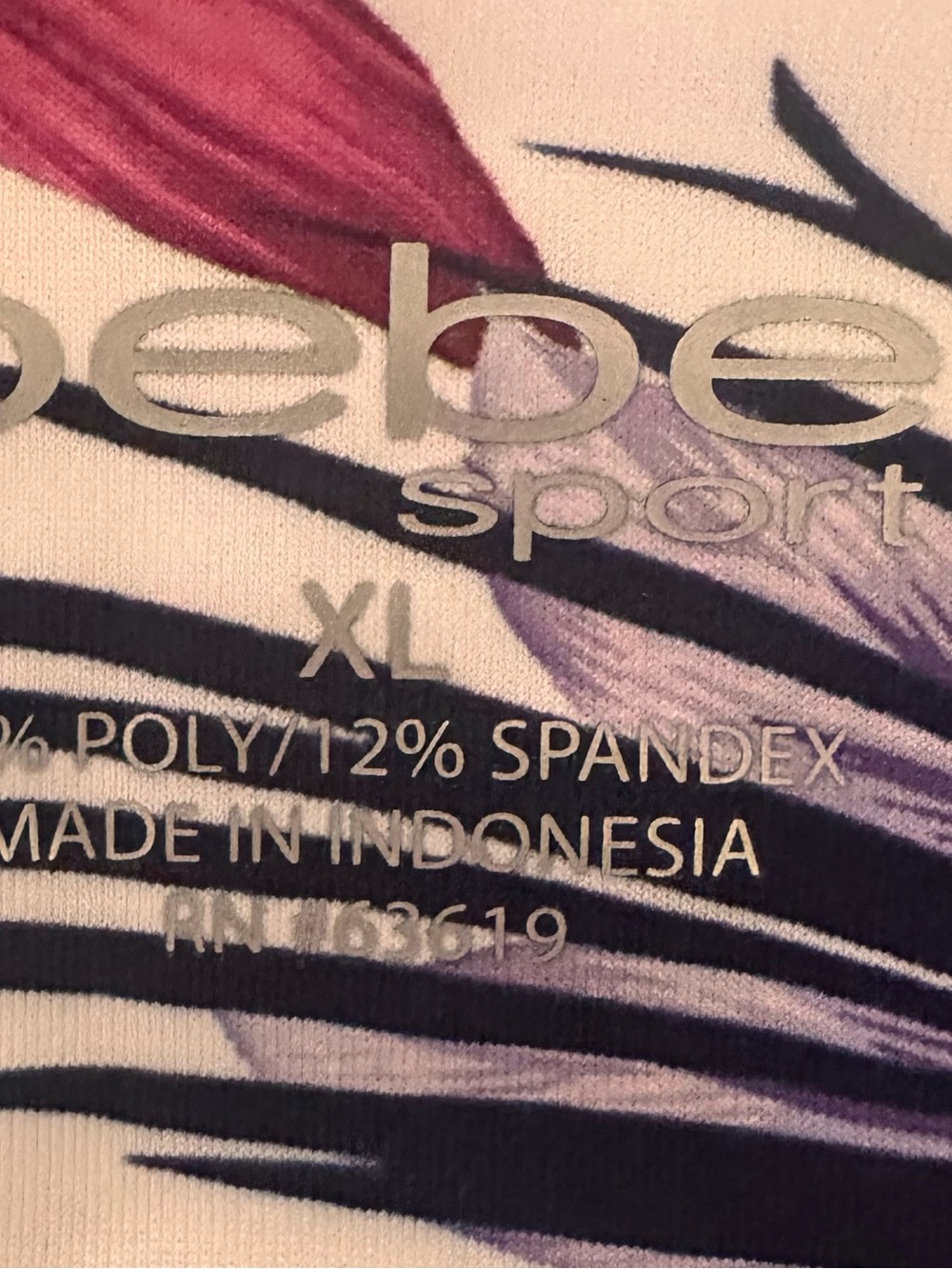 bebe Sport Floral Stripe Leggings - Pink, Purple, Black, White